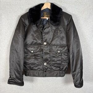 Vintage The Lawman Jacket Mens 40 Reg Blue Bomber Sheriff Police Officer Satin
